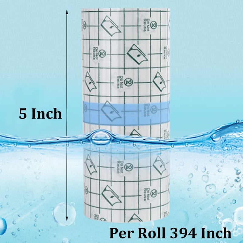 OBTANIM Transparent Waterproof Stretch Clear Adhesive Film Bandage Skin Dressing Tape for Tattoo Aftercare (5 x 394 Inch) - Image 2